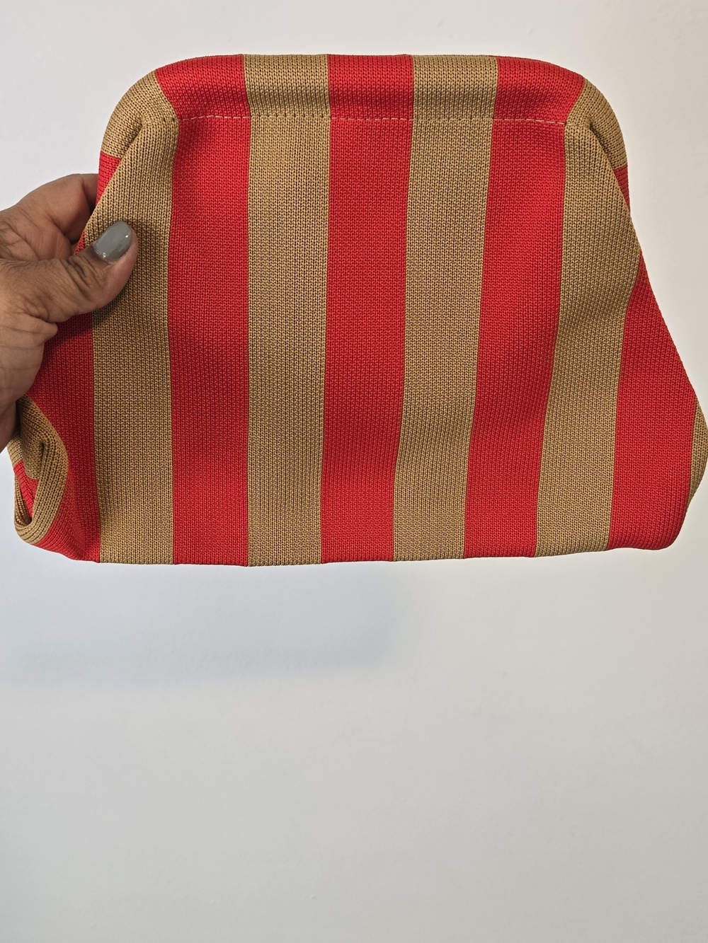 Striped Red and Tan Women’s Clutch Bag